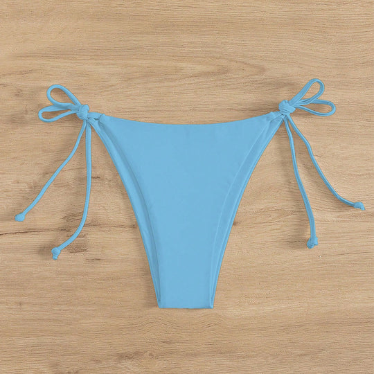 Damen Hoch geschnittene Bikini-Hose mit verstellbaren Bindebändern EB