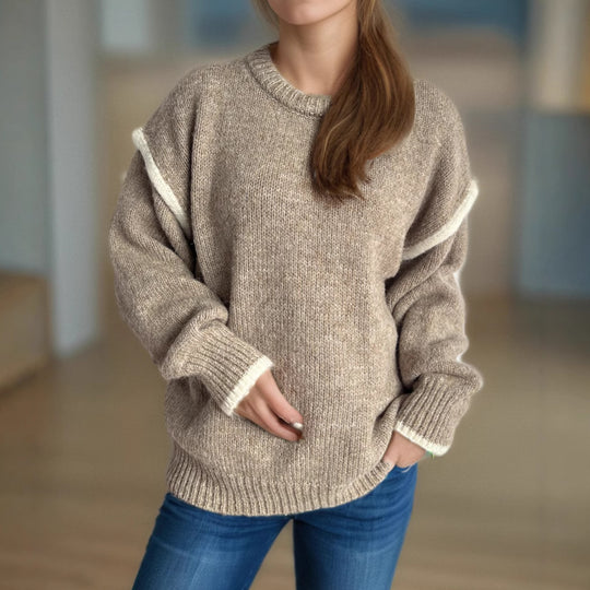Damen Grobstrickpullover mit lässigem Schnitt und strukturiertem Design EB