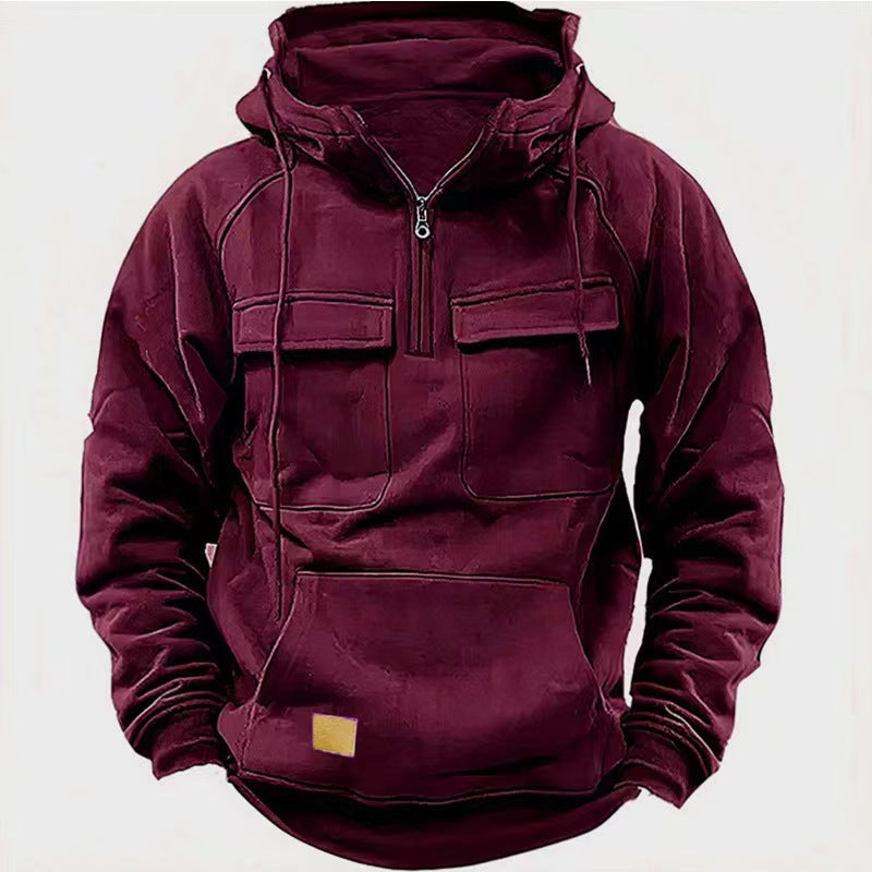 Herren Fleece Hoodie mit praktischem Reißverschluss und großen Taschen EB