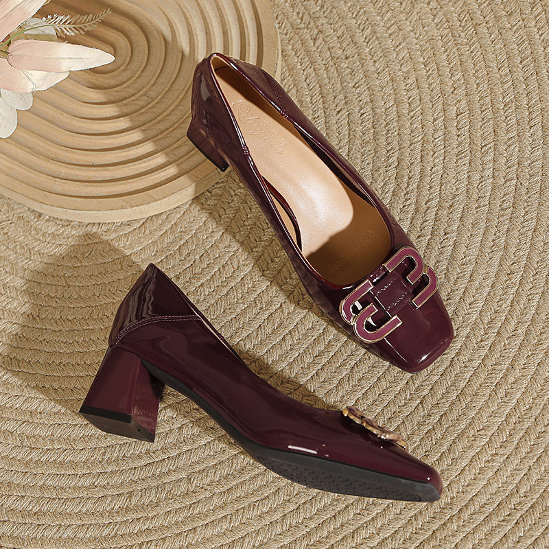 Damen elegante und modische Absatzschuhe mit quadratischer Zehenkappe EB