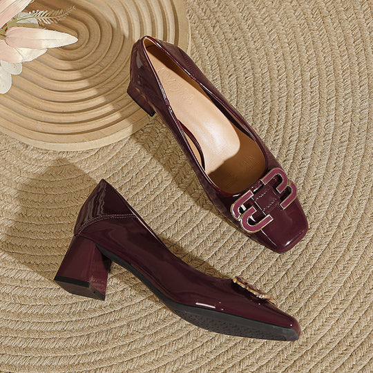 Damen elegante und modische Absatzschuhe mit quadratischer Zehenkappe EB