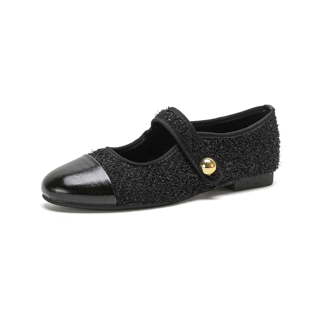 Damen Ballerina-Schuhe mit elegantem Riemen und modischem Knopfdetail EB