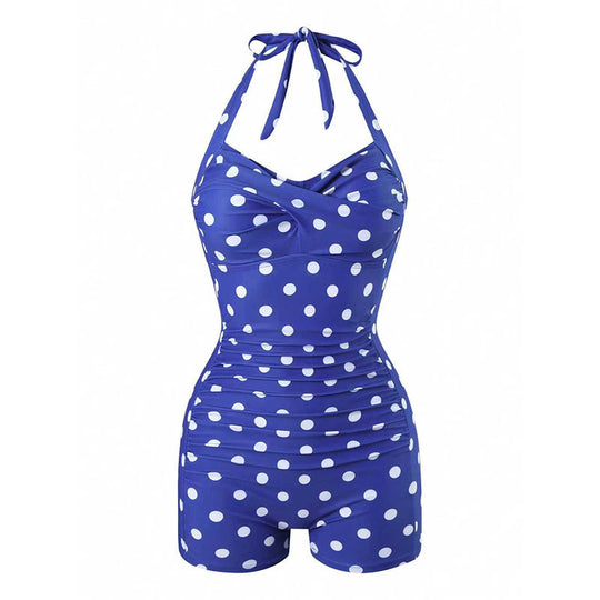 Damen Stilvoller Einteiler Badeanzug mit bindbarem Nackendesign EB
