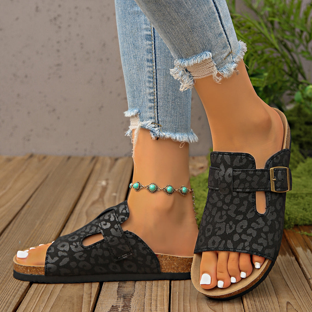 Damen modische Clogs mit stilvollem Tiermuster und komfortablem Fußbett EB