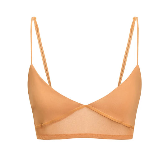 Damen nan bügelloser Soft-BH mit Mesh-Unterbrustband und verstellbaren Spaghettiträgern EB