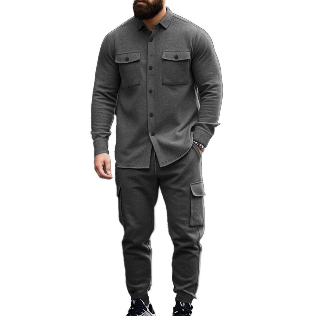 Herren nan athletisches Hemdjacke-Overshirt mit aufgesetzten Brustklappen und durchgehender Knopfleiste EB