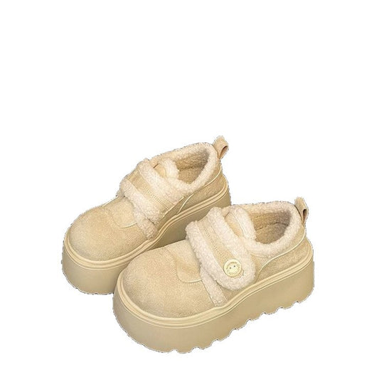 Damen Plüschgefütterte Sneakers mit modischem Klettverschluss und rutschfester Sohle EB