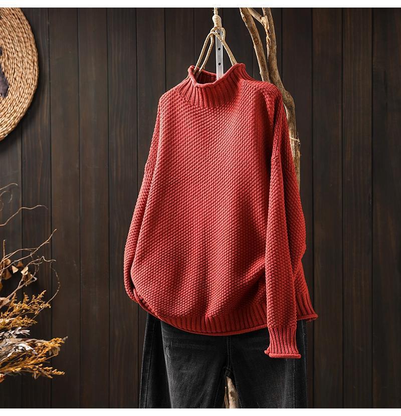 Damen Oversized Strickpullover mit hohem Kragen EB