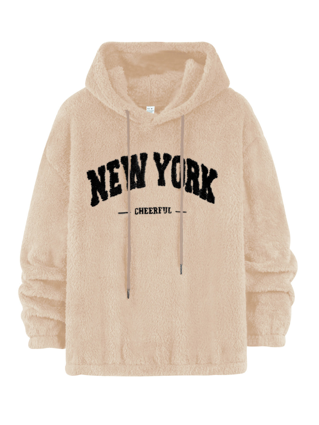 Unisex nan kuscheliger Plüsch-Hoodie mit Chenille-Logo, Kapuze und elastischem Saum EB