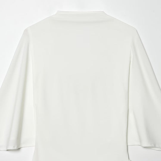 Damen elegantes Oberteil mit geschwungenem Saum und funkelnden Applikationen EB
