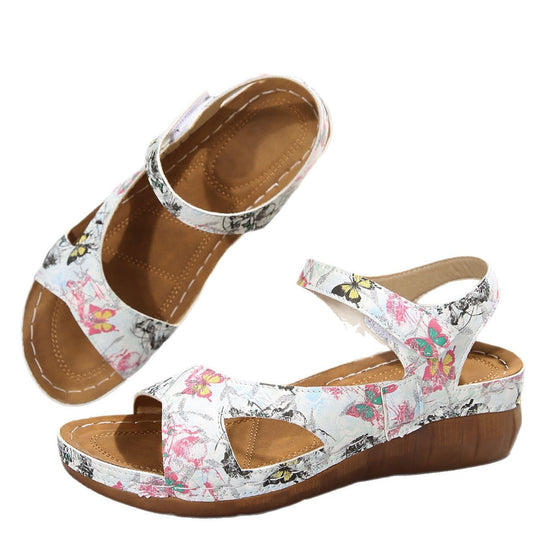 Damen Komfortable und stilvolle Wedge-Sandalen mit floralem Design EB