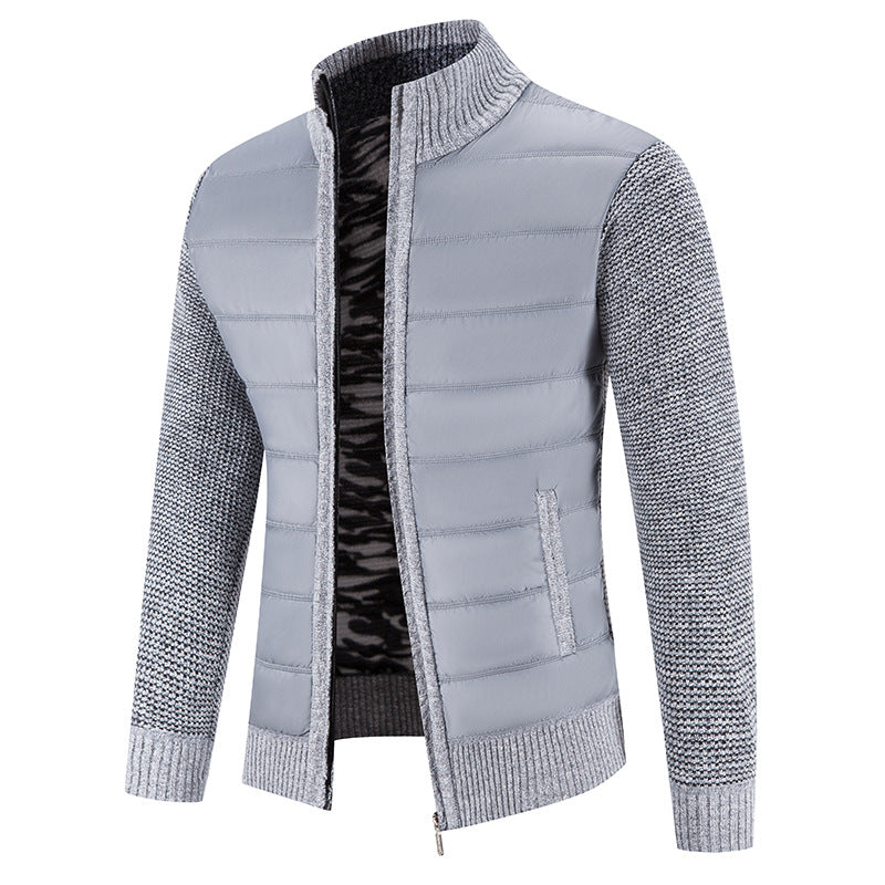 Herren nan Hybrid-Strick-Steppjacke mit wattierter Front, ergonomischen Strickärmeln und hohem Stehkragen EB