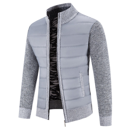 Herren nan Hybrid-Strick-Steppjacke mit wattierter Front, ergonomischen Strickärmeln und hohem Stehkragen EB