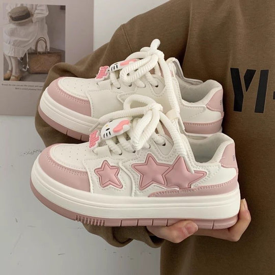 Damen Modische Sneakers mit Sternen-Applikationen und gepolsterter Sohle EB