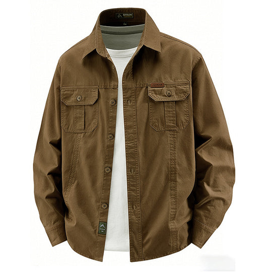 Herren nan leichte Overshirt-Jacke mit Klappbrusttaschen und klassischem Hemdkragen EB