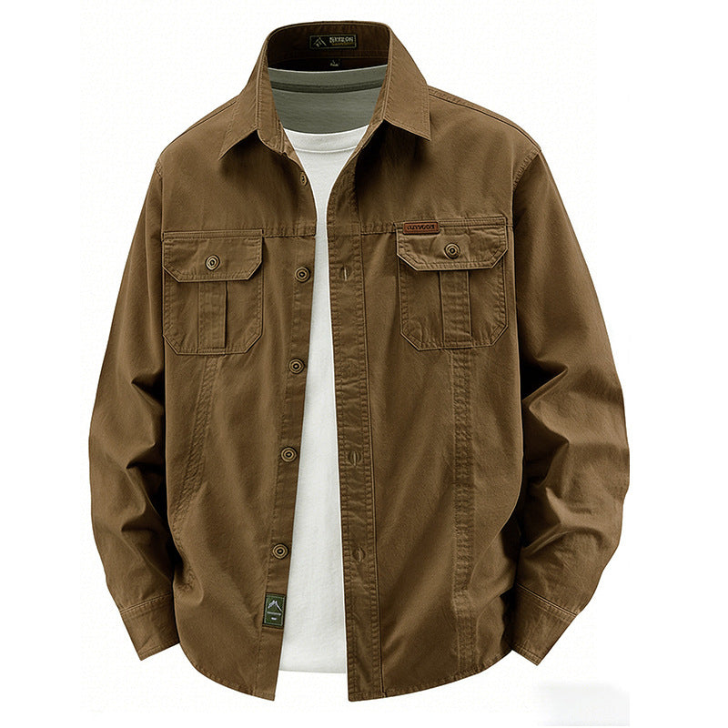 Herren  leichte Overshirt-Jacke mit Klappbrusttaschen und klassischem Hemdkragen EB