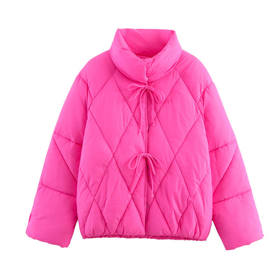 Damen gesteppte Übergangsjacke mit hochgeschlossenem Kragen und Kordelzug EB