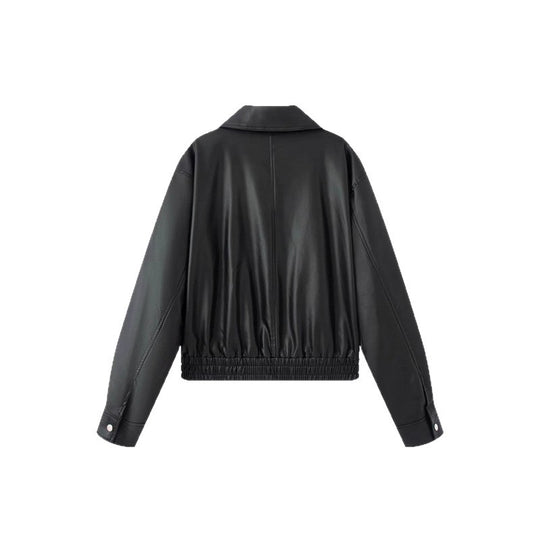Damen modische Kunstlederjacke mit raffinierter Passform EB