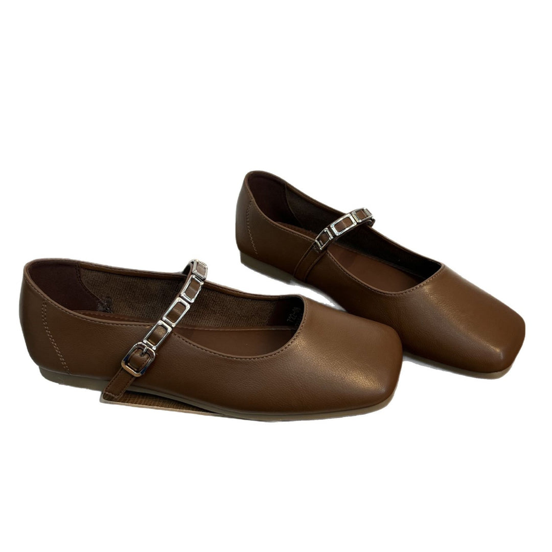 Damen elegante Ballerinas mit modischem Riemen und weichem Innenfutter EB