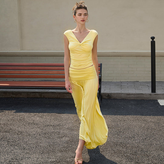 Damen Maxikleid mit raffiniertem Rüschendesign und taillierter Passform EB