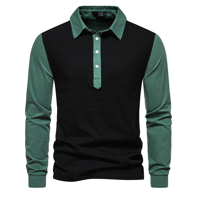 Herren Langarm-Henley-Shirt aus hochwertigem, atmungsaktivem Material mit Kontrastärmeln EB
