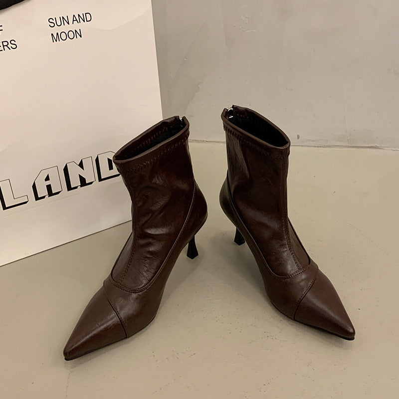Damen Elegante Stiefeletten mit spitzem Schuhdesign und stylischem Absatz EB