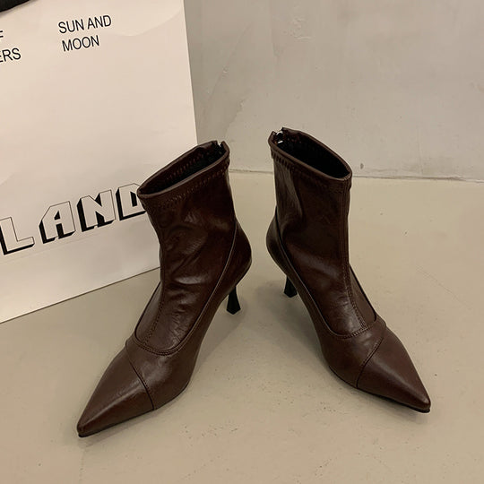 Damen Elegante Stiefeletten mit spitzem Schuhdesign und stylischem Absatz EB