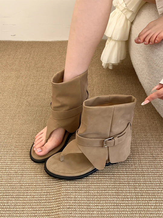 Damen Offene Stiefel mit verstellbarem Riemen und ergonomischer Sohle EB