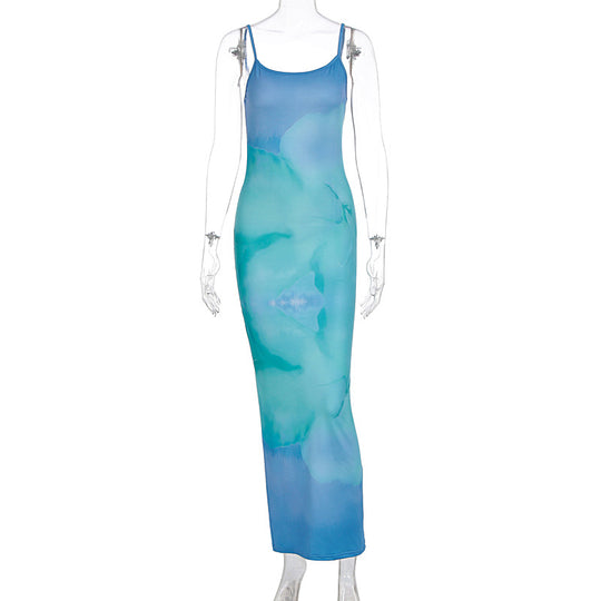 Damen Maxikleid im eleganten Fluid-Design mit feinen Spaghettiträgern EB