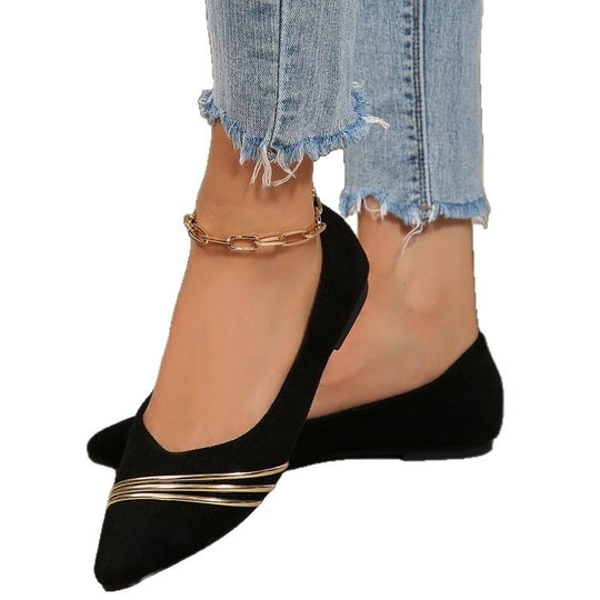 Damen elegante Ballerinas mit schimmernden goldenen Akzenten EB