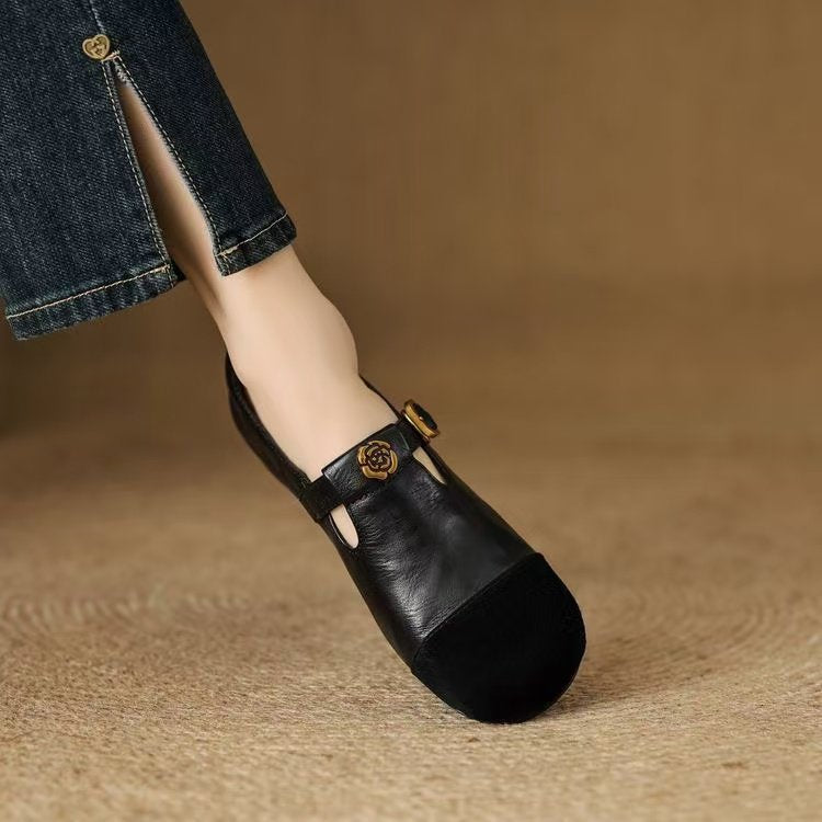 Damen elegante Mokassins mit modischen Schnallen und weichem Innenfutter EB
