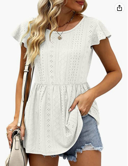 Damen Sommerliches Blusenshirt mit Rüschendetails EB