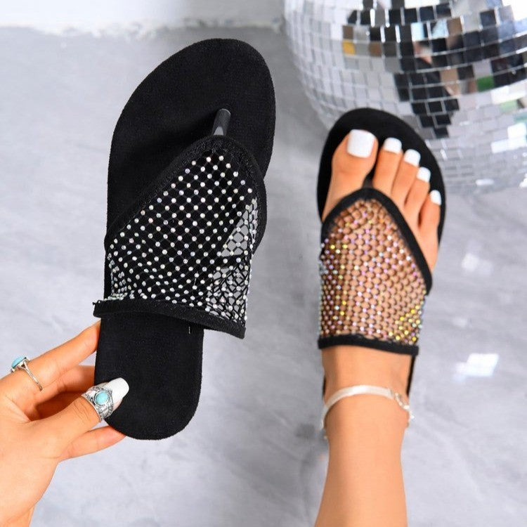 Damen Modische Netz-Sandalen mit funkelnden Akzenten und rutschfester Sohle EB
