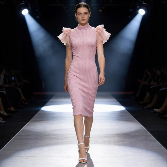 Damen Strickkleid mit Puffärmeln EB