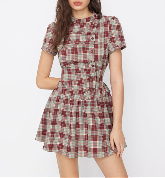 Damen Minikleid mit Knopfdetails und gerafftem Schnitt EB