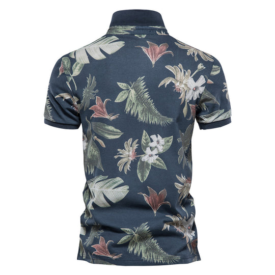 Herren Polohemd mit floralem Design und klassischem Kragen EB