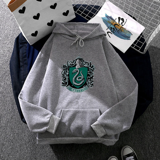 Damen nan gemütlicher Kapuzenpullover im Oversize-Cut mit heraldischem Schlangenwappen und weichem Fleece-Innenfutter EB
