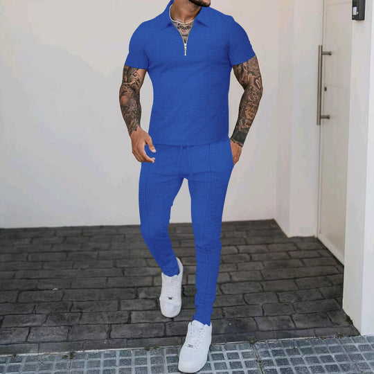 Herren Freizeit-Set mit modernem Kurzarm-Polo und eleganten Jogginghosen EB