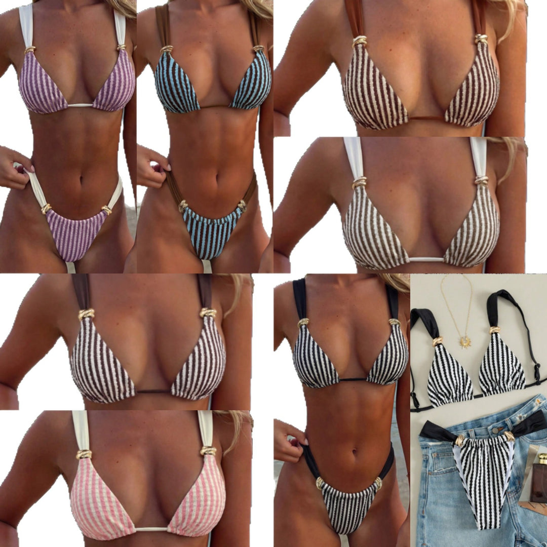 Damen Triangel-Bikini-Set mit luxuriösen Goldakzenten EB