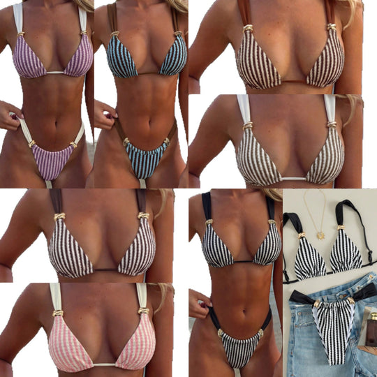 Damen Triangel-Bikini-Set mit luxuriösen Goldakzenten EB