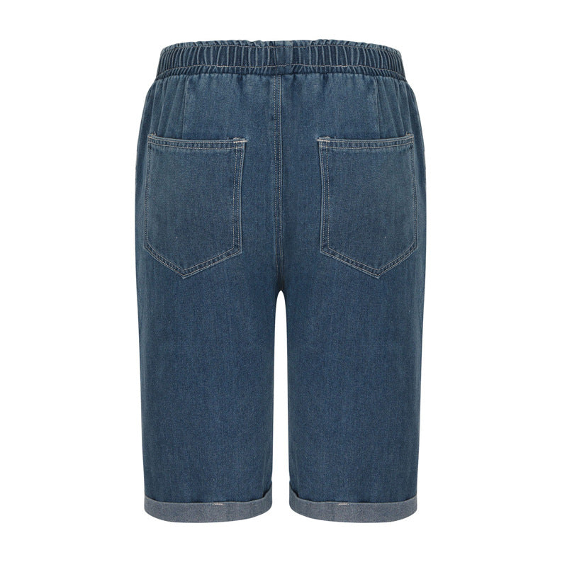 Damen Denim-Shorts mit elastischem Bund und lässigem Schnitt EB