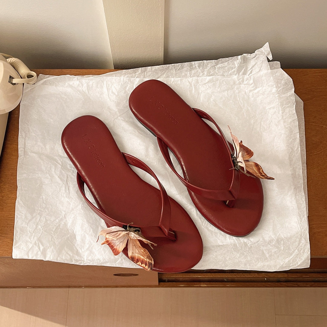 Damen elegante Flip-Flops mit modischen Schmetterlingsapplikationen EB