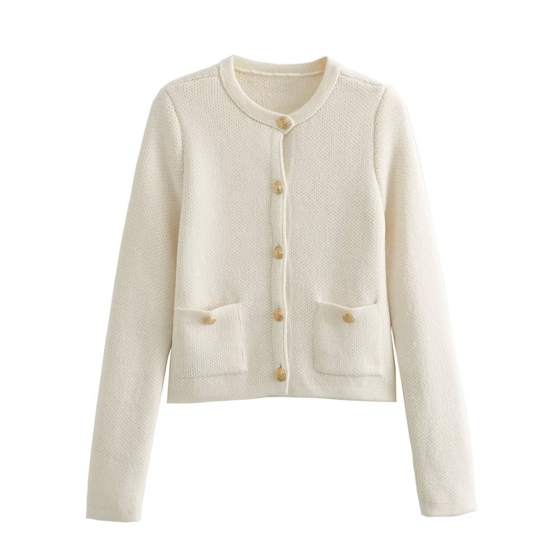 Damen Strickjacke mit dekorativen Knöpfen und Taschen EB
