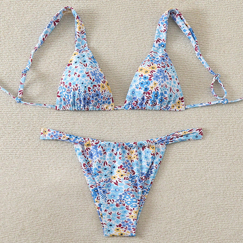 Damen Triangel-Bikini mit floralem Muster und verstellbaren Trägern EB 1779790786