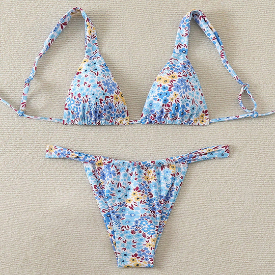 Damen Triangel-Bikini mit floralem Muster und verstellbaren Trägern EB 1779790786