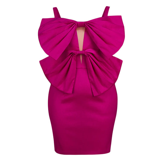 Damen figurbetontes Kleid mit voluminösen Schleifen EB
