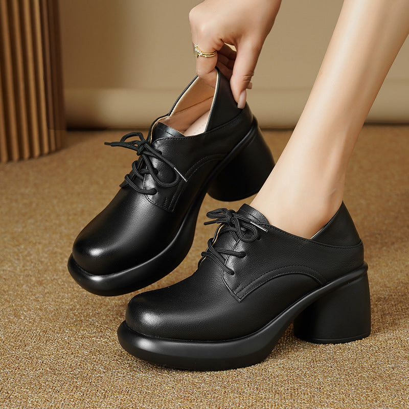 Damen Retro Schnürschuhe mit bequemer Plateausohle EB