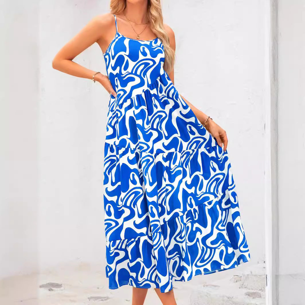 Damen Maxikleid mit verspieltem Schnitt und fließenden Volants EB