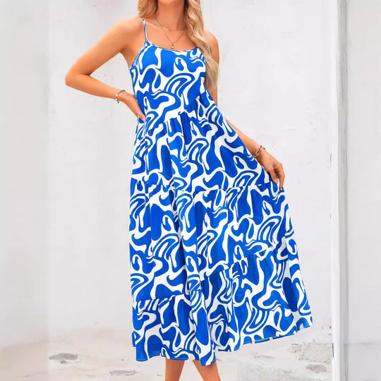 Damen Maxikleid mit verspieltem Schnitt und fließenden Volants EB