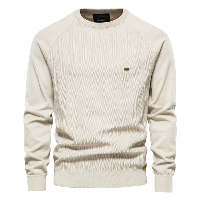 Herren Strickpullover mit elegantem Zickzackmuster und Rundhalsausschnitt EB